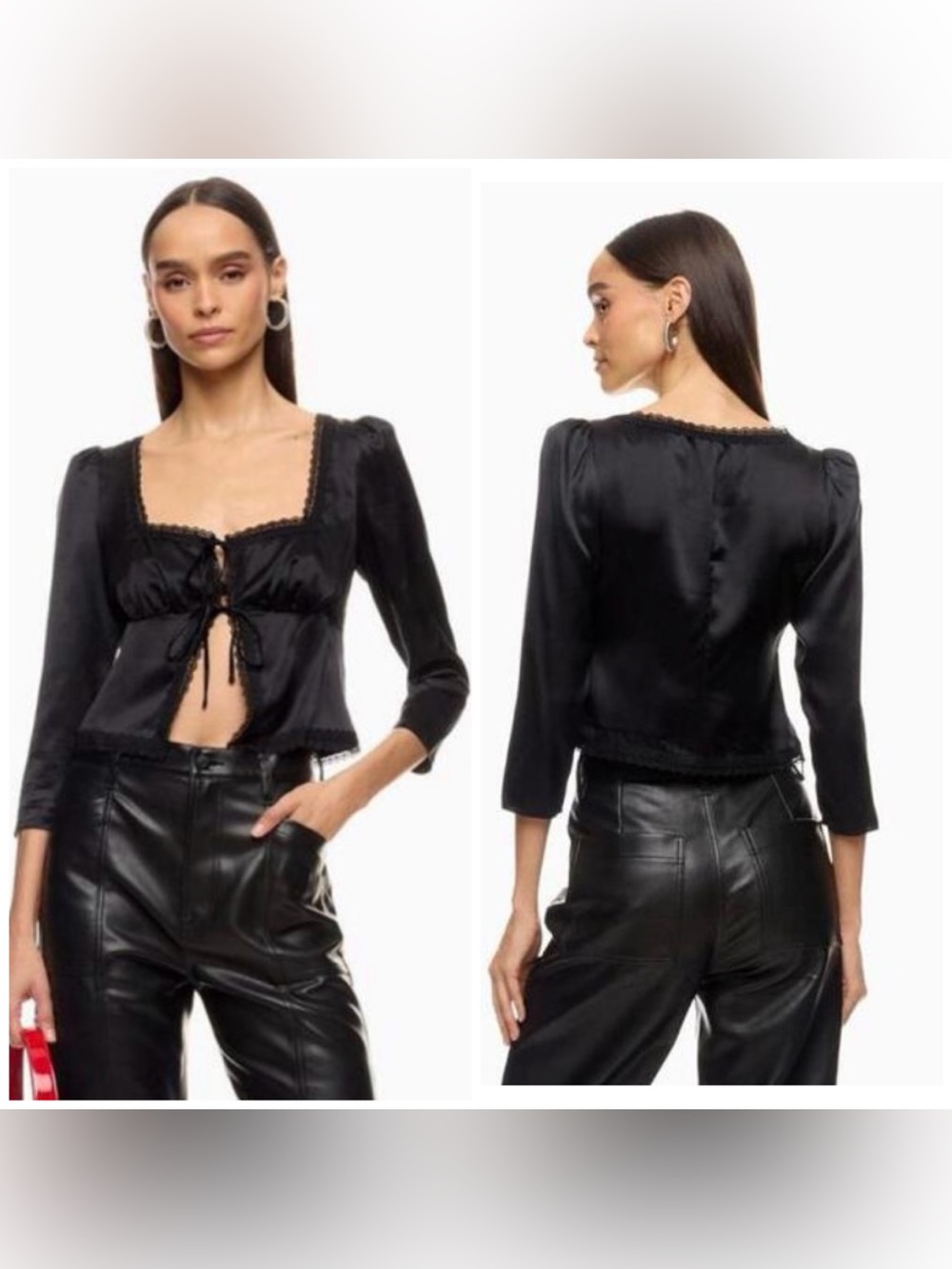 NWT Reformation Lucinda Black Silk Top Size 6